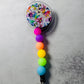 Rainbow Floral v1 Badge Reel with Clip