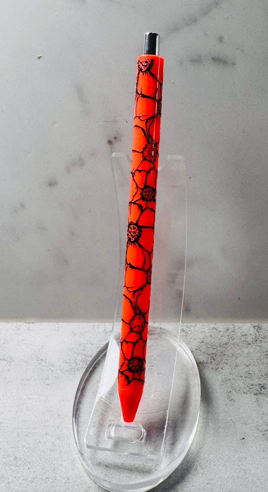 Orange Floral Ballpoint Pen