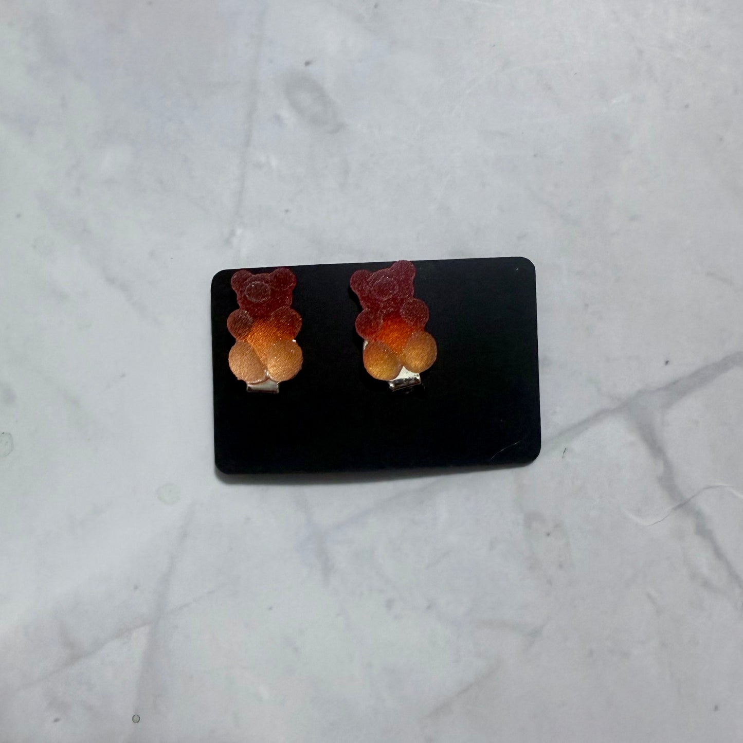 Red/Orange Ombre Gummy Bears CLIP ON Stud Earring