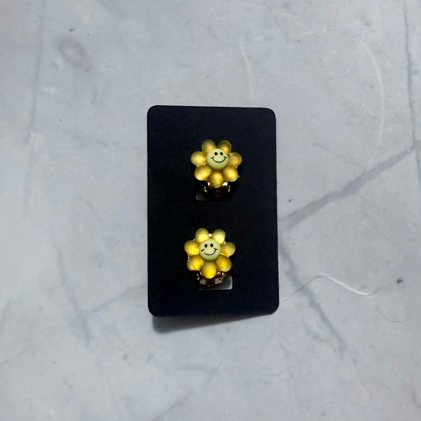 Yellow Glow Flower CLIP ON Stud Earring