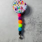 Rainbow Floral v2 Badge Reel with Clip