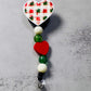 Plaid Heart Badge Reel with Clip