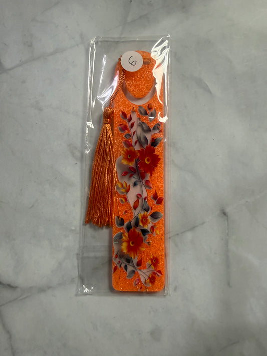 Acrylic Bookmark Orange Floral
