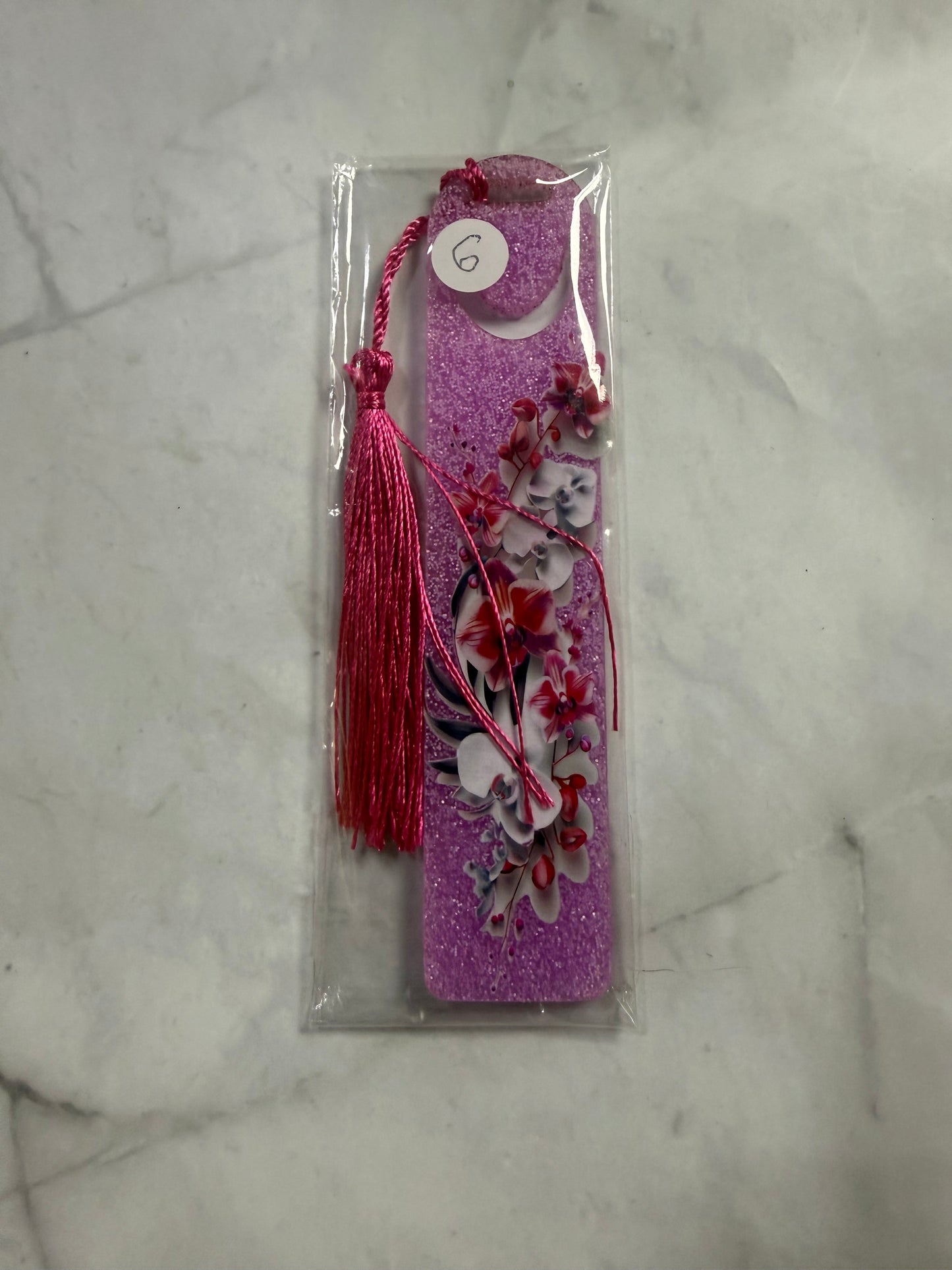 Acrylic Bookmark Red/White Floral