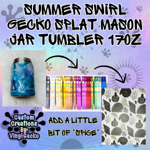 Summer Swirl Gecko Splat Mason Jar Tumbler 17oz