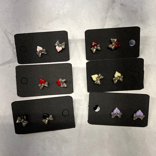 Bow Heart Stud Earring